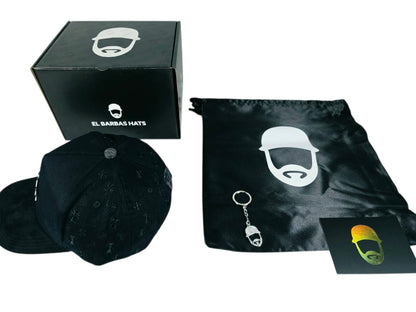Barbas Hats X Rich The Kid |Chrome Blackout| Full set [Hat,box , dust cover., card and keychain].