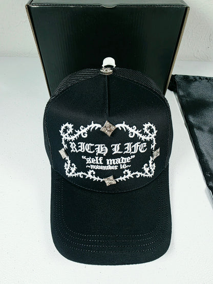 Barbas hats X rico o Mu3rto |RICH LIFE BLACK| Full set [hat ,box , dust cover, card and keychain] Box Premium Limited Edition